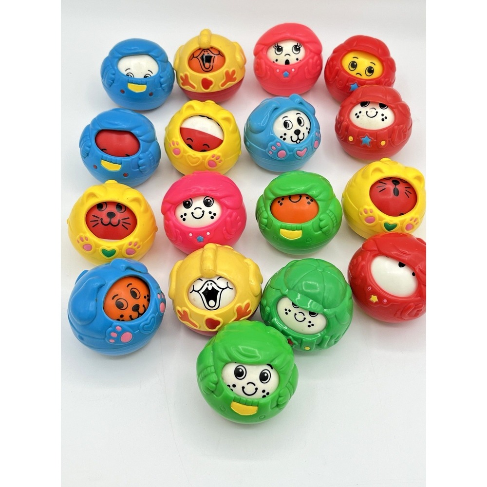Vintage 90s Fisher Price Roll-A-Rounds Changing Faces Balls Lot of 17
